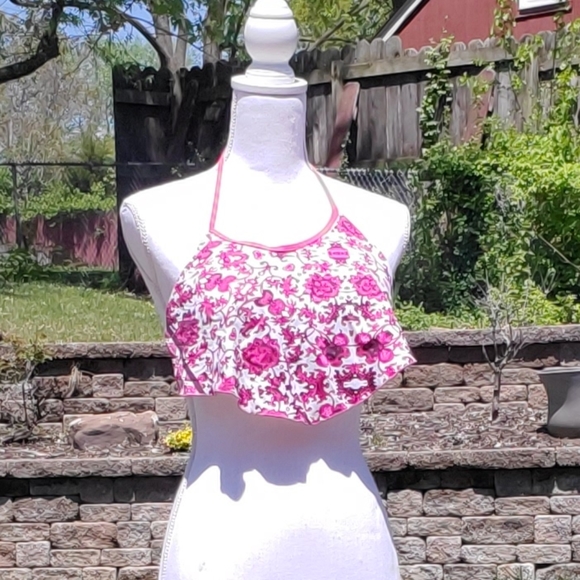 Other - Pink white flower bikini tankini top